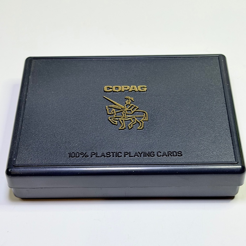 Copag 100% Plastic Playing Cards 2 Deck Set Red Blue Ornate Scroll Case Brazil